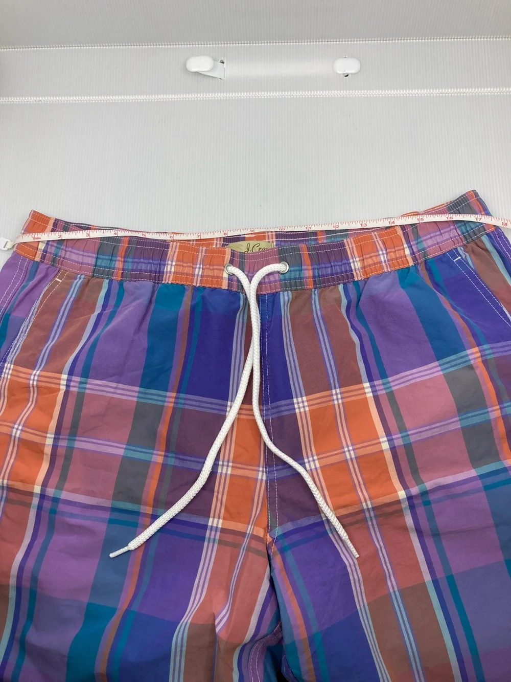 NWT J.Crew Men’s Plaid Swim Trunks Madras Board Shorts S647